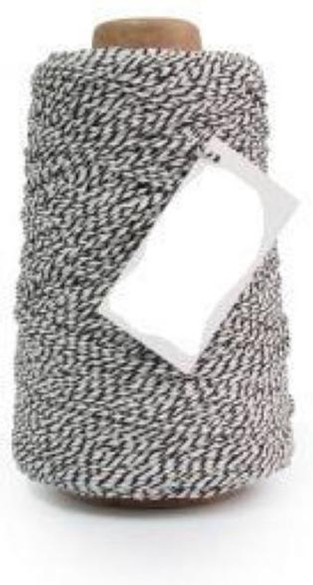 Cotton Cord Twist/ Katoen touw 500 meter zwart/wit ø2mm