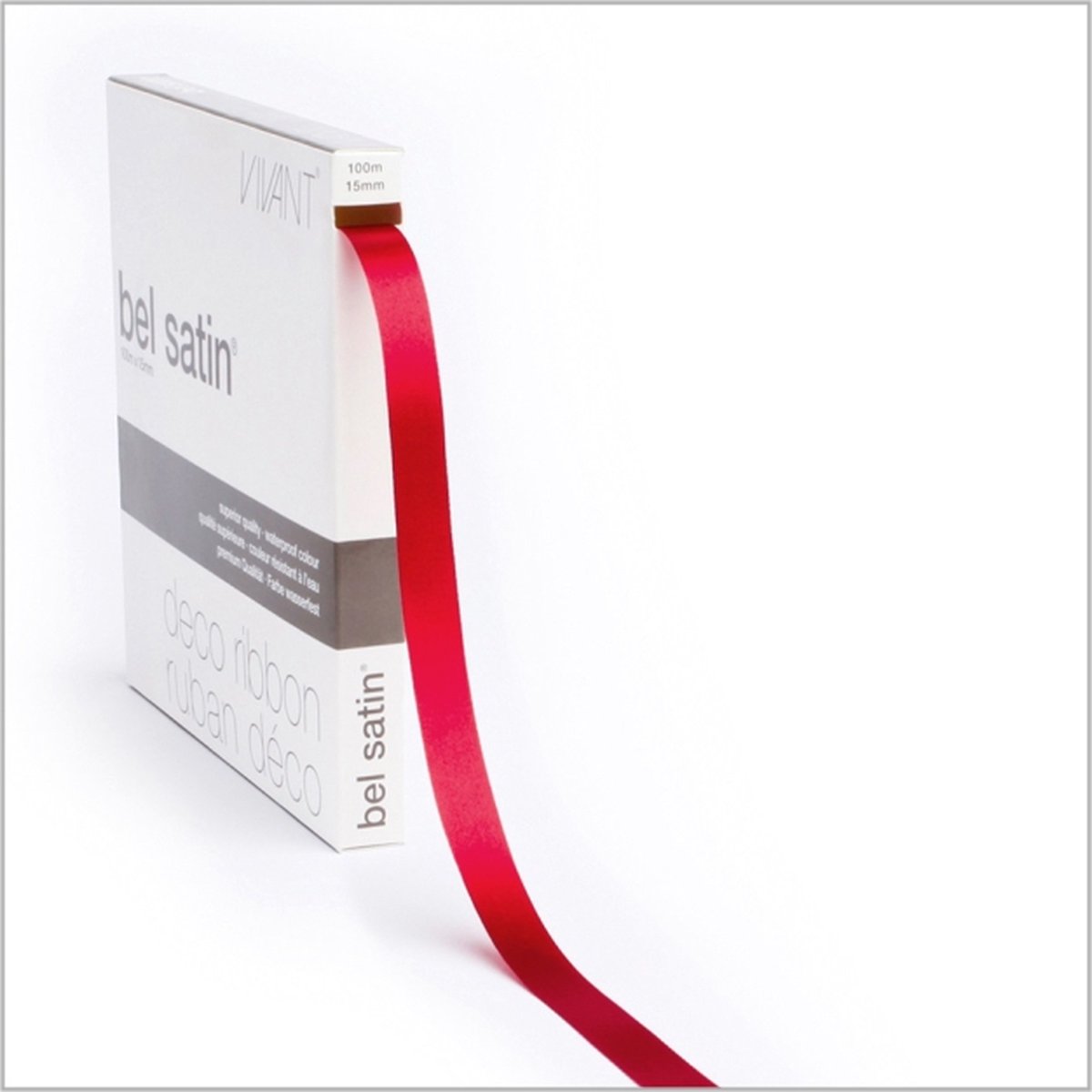 Lint satijn - rood - 15mm x100meter