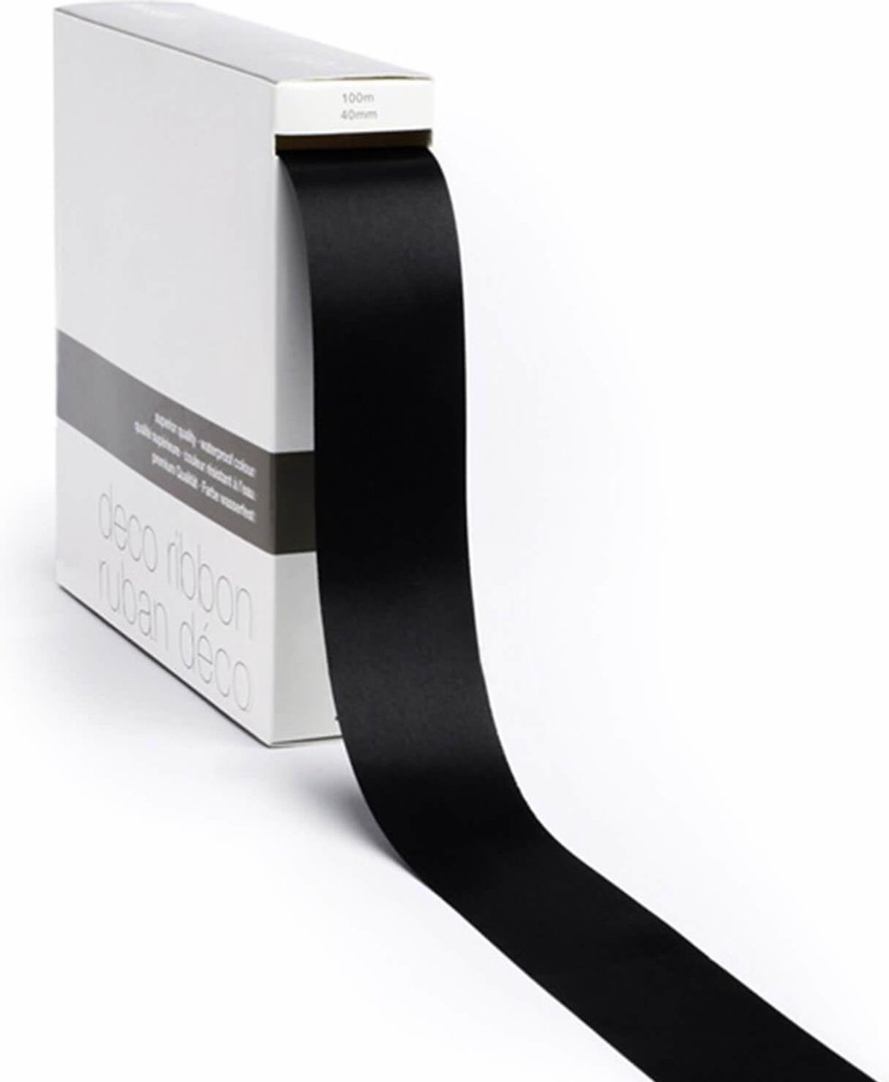 Lint satijn Zwart XL (40mm x100m) Kleur: Zwart 40mm