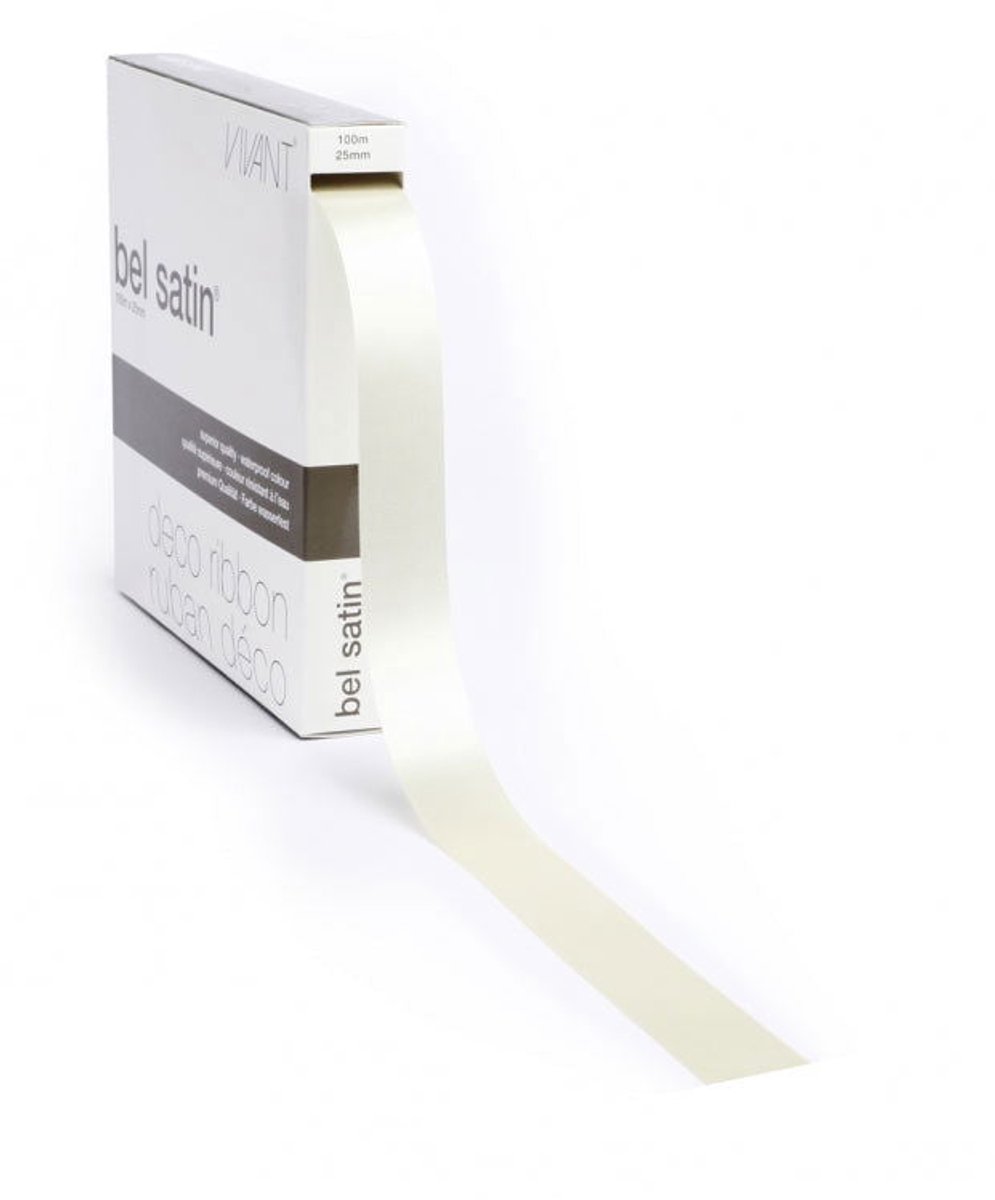 Poly Satijnlint Ivoor - 40 mm / 100 mtr.