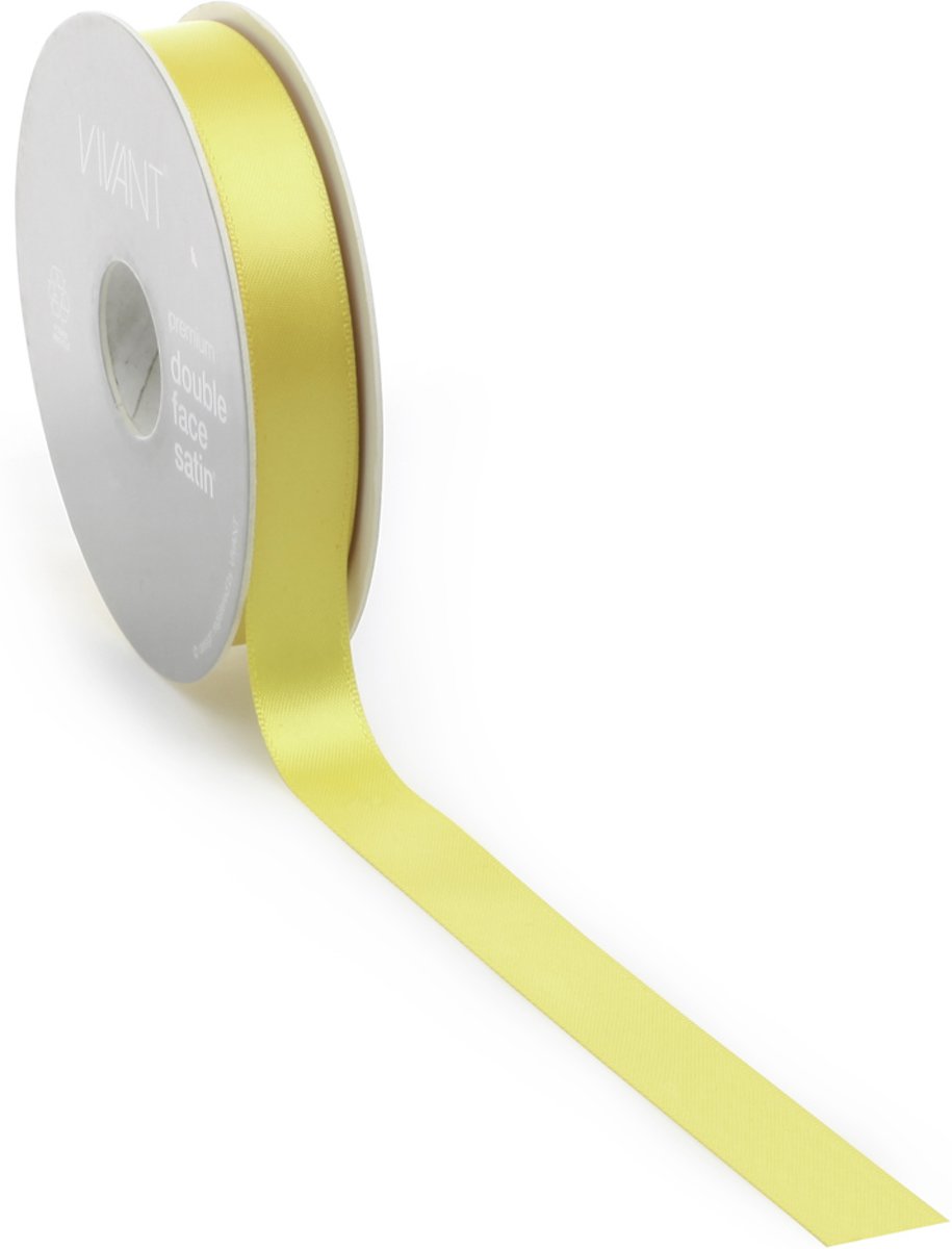 Satijn lint 16 mm geel op rol van 25 meter