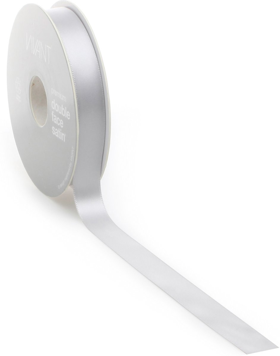 Satijn lint 16 mm grijs op rol van 25 meter