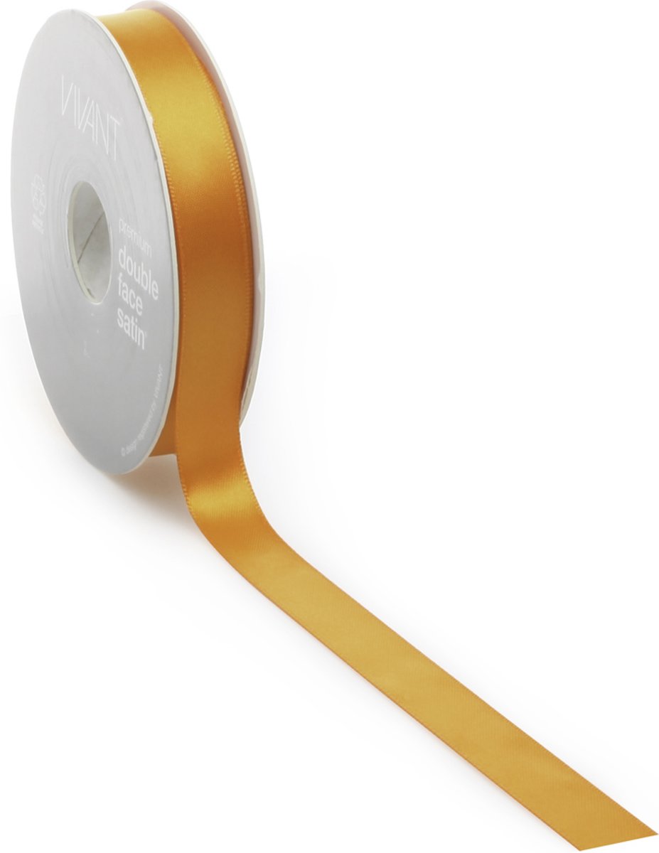 Satijn lint 16 mm oranje op rol van 25 meter