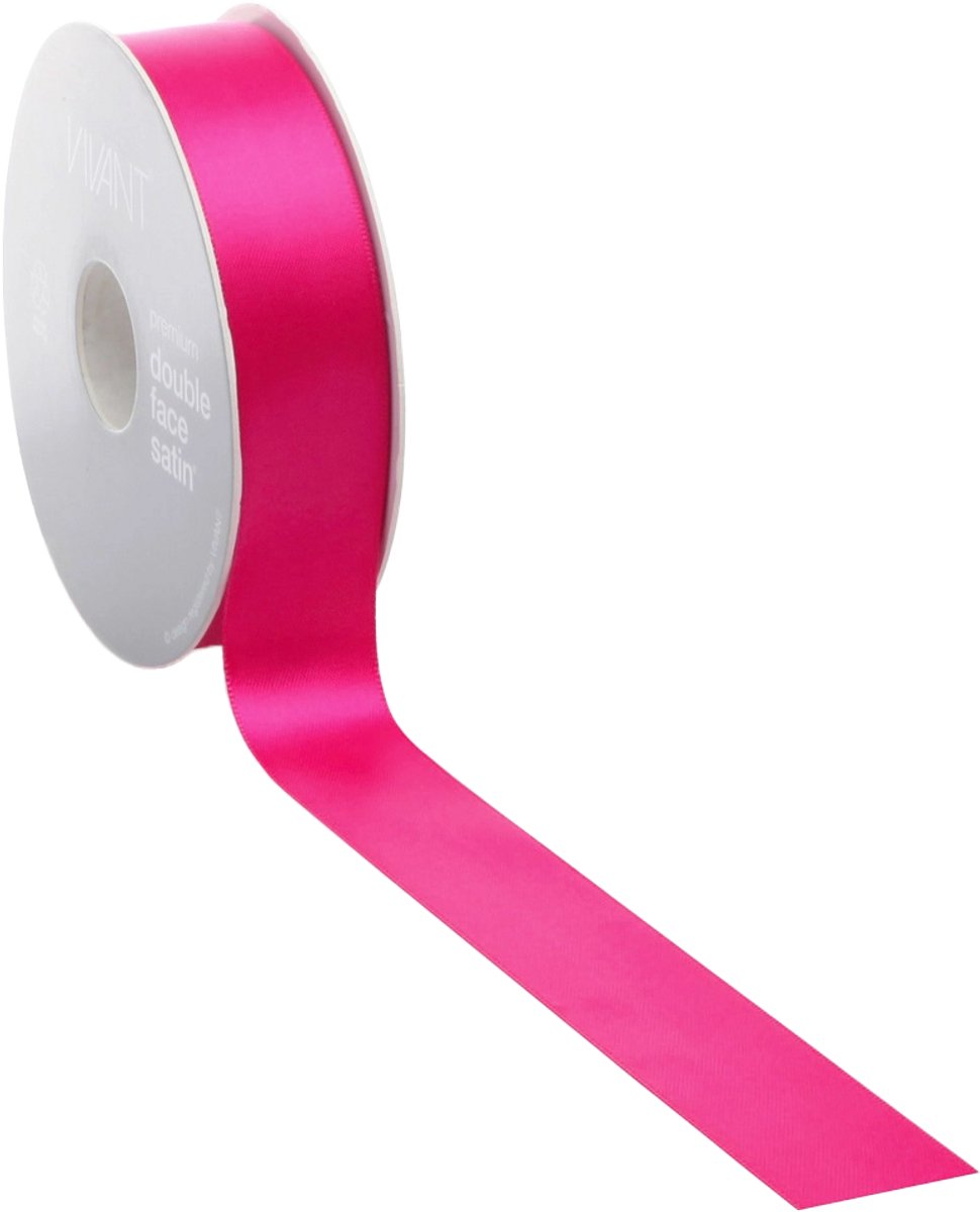 Satijn lint 16 mm roze op rol van 25 meter