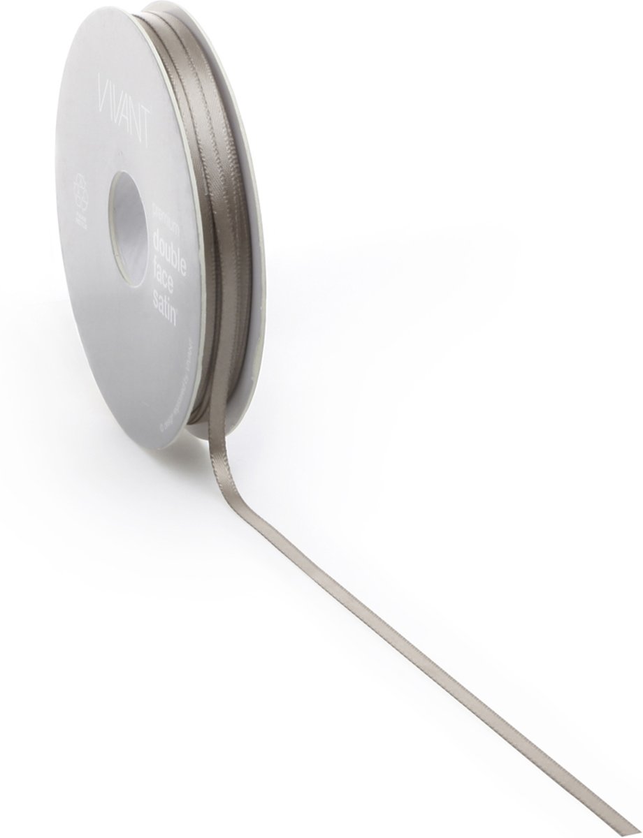 Satijn lint 3 mm taupe op rol van 50 meter
