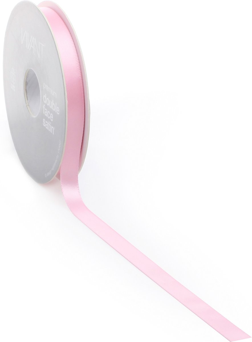 Satijnlint 10 mm roze op rol van 25 meter