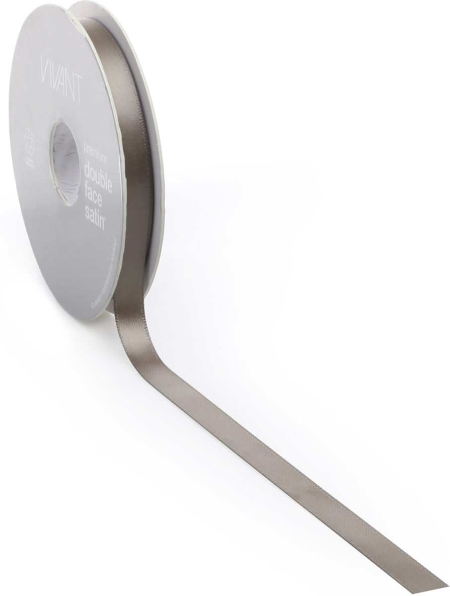 Satijnlint 10 mm taupe op rol van 25 meter