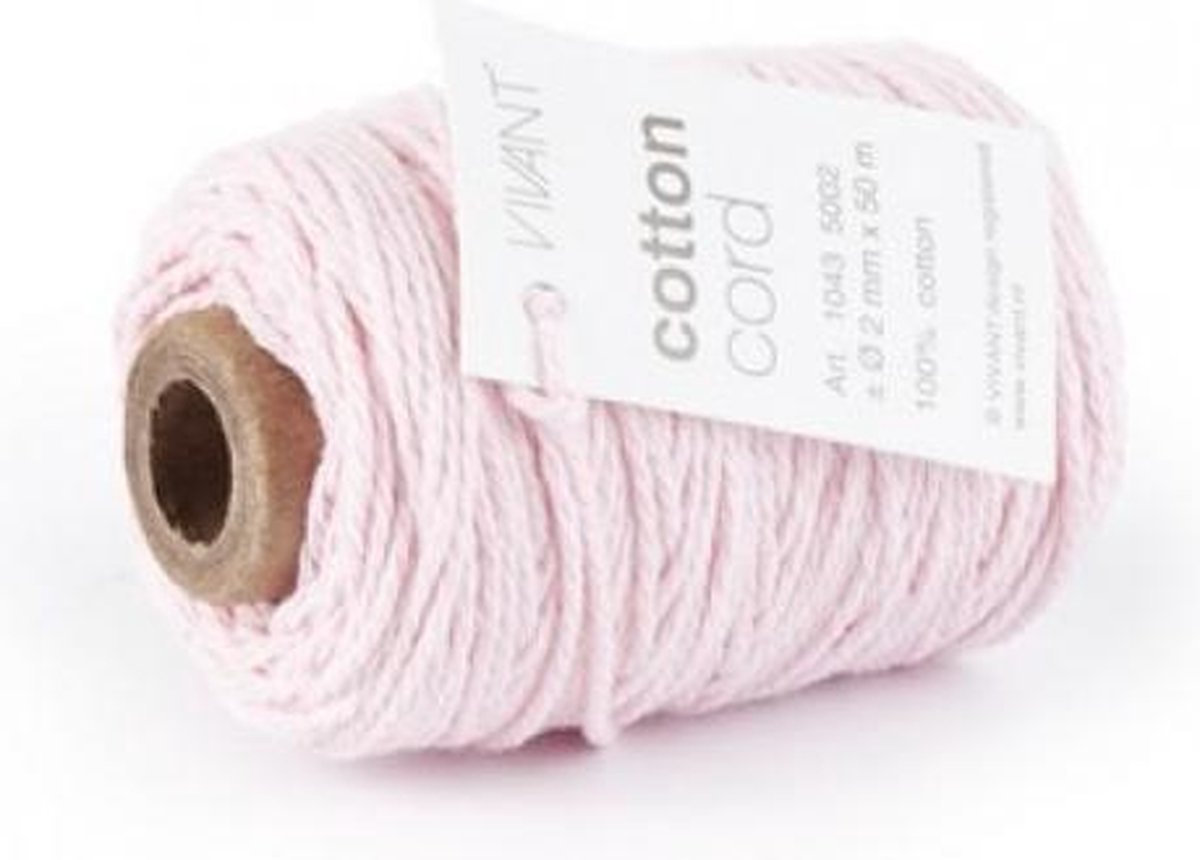     Koord Katoen fijn roze - 50 Meter 2MM