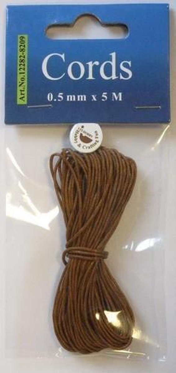 Waxed katoen koord rond 0,5mm lichtbruin 5m 12282-8209