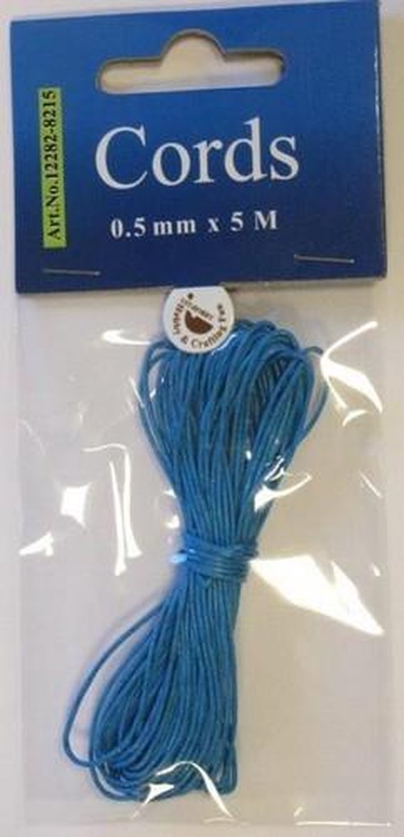 Waxed katoen koord rond 0,5mm turkoois 5m 12282-8215