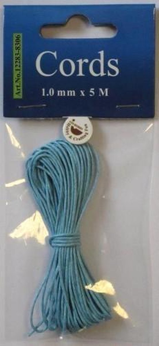 Waxed katoen koord rond 1,0mm azure blauw 5m 12283-8306
