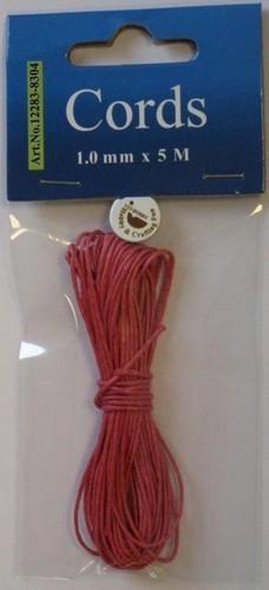 Waxed katoen koord rond 1,0mm cyclamen 5m 12283-8304