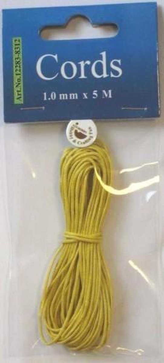 Waxed katoen koord rond 1,0mm geel 5m 12283-8312