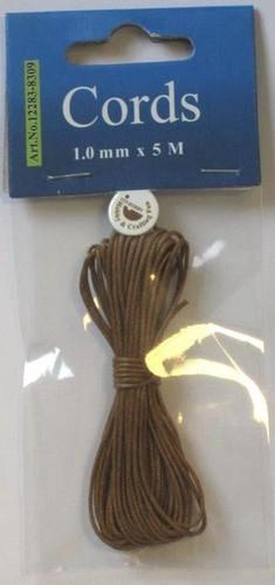 Waxed katoen koord rond 1,0mm lichtbruin 5m 12283-8309