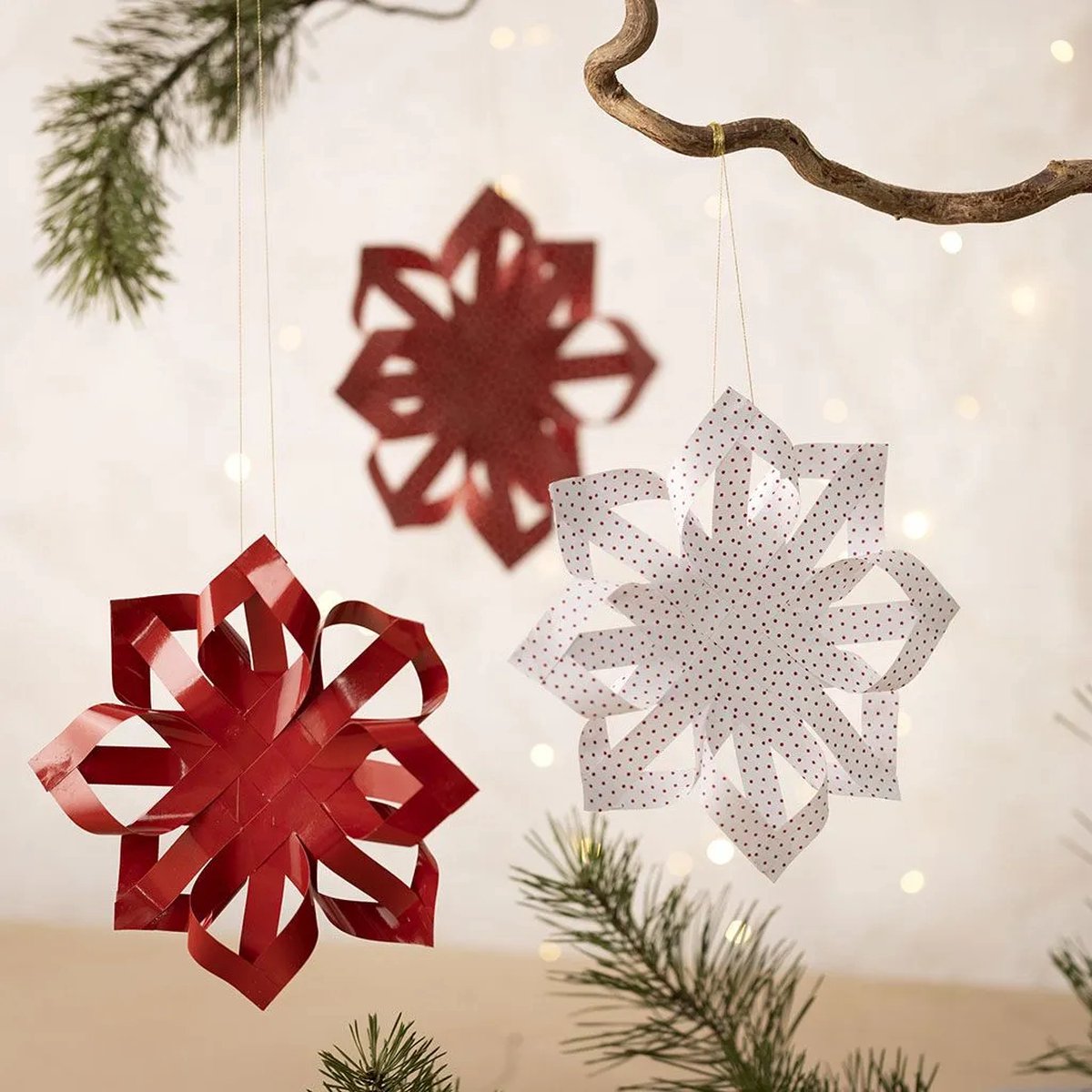 2 x Vivi Gade Papieren Vlechtstroken 4 bij 100 cm Rood/wit 40 Stuks, 80 stuks totaal, Themafeest, Huwelijk, Kerstmis, Kinderfeest, Verjaardag