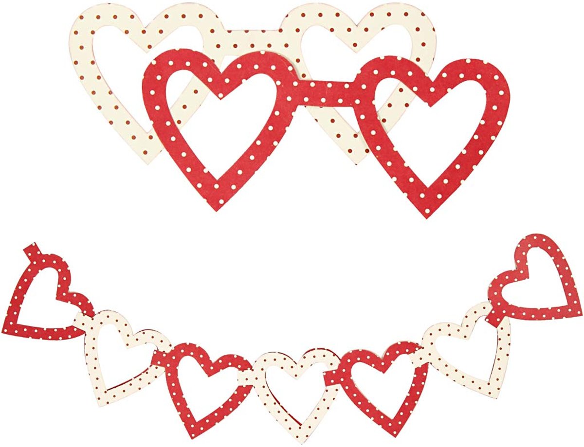 Harten ketting, afm 5x5 cm, 120 gr, 60 div