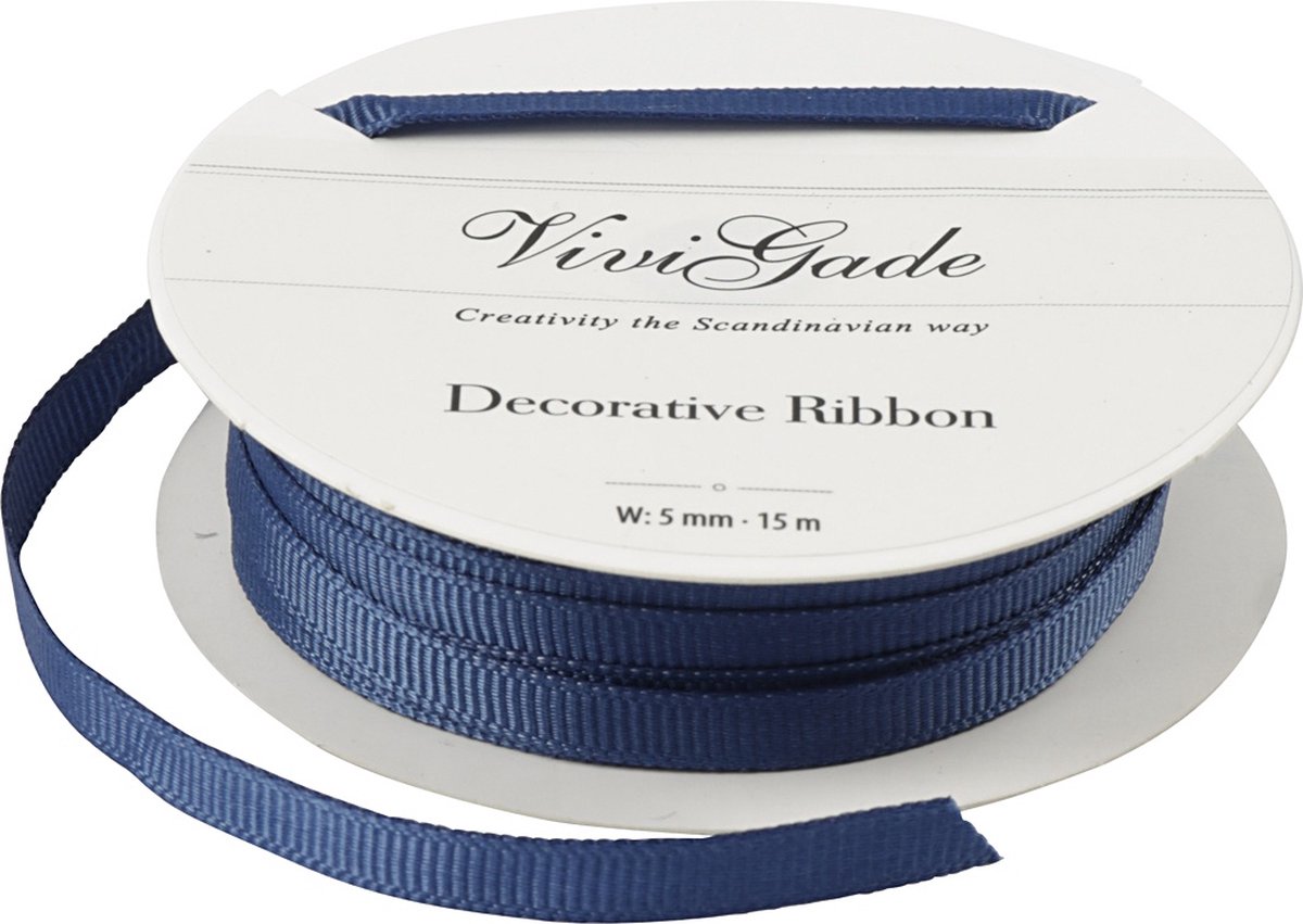 Vivi Gade Decoratielint Grosgrain 5 Mm / 15 Meter Donkerblauw
