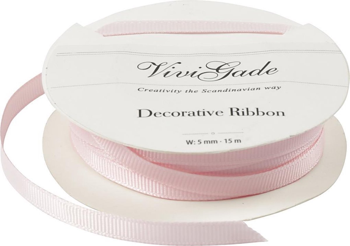 Vivi Gade Decoratielint Grosgrain 5 Mm / 15 Meter Roze