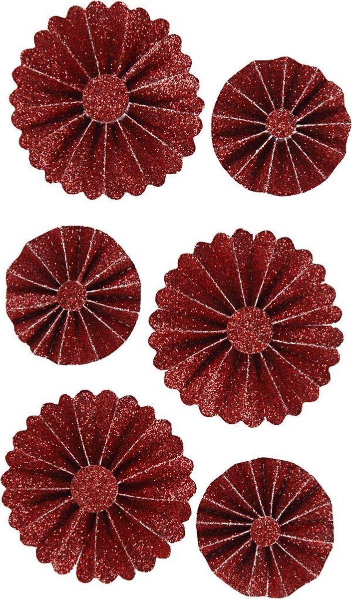Vivi Gade Rosettes Rood/glitter 35 + 50 Mm 6 Stuks