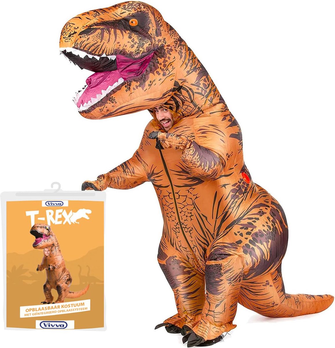 Vivva - Dino Pak - Opblaasbaar Kostuum - Carry Me Kostuum - Opblaasbaar Pak - Carnaval Kostuum - Carnavalskleding - Dino Kostuum - T-Rex Kostuum - TREXCOS