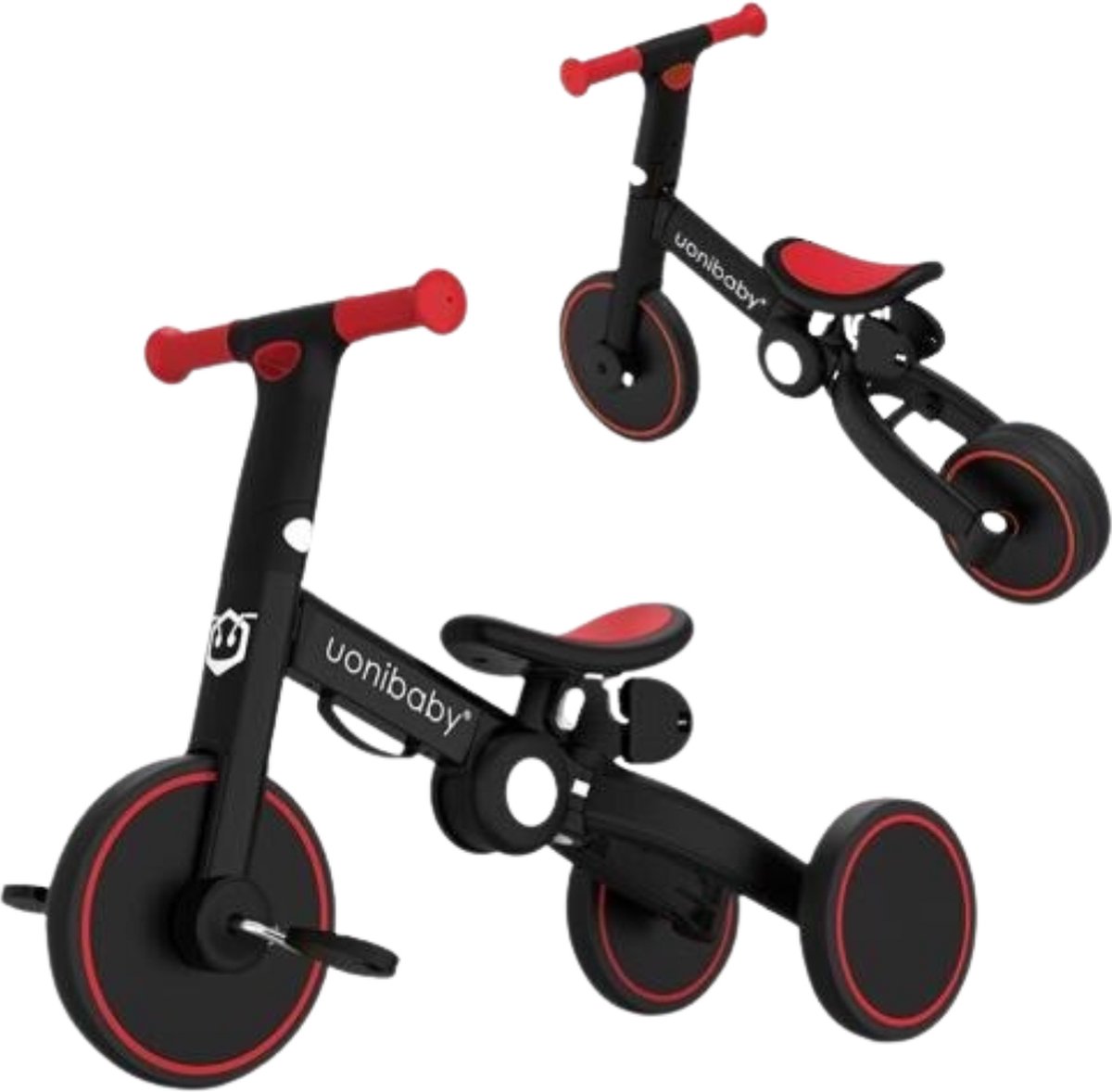 Baby Fiets - Driewieler Met Duwstang 5 In 1 - Loopfiets Met Duwstang Inklapbaar – 100% Tevredenheidsgarantie – Best Getest – Voor 1 Tot 6 Jaar - Rood