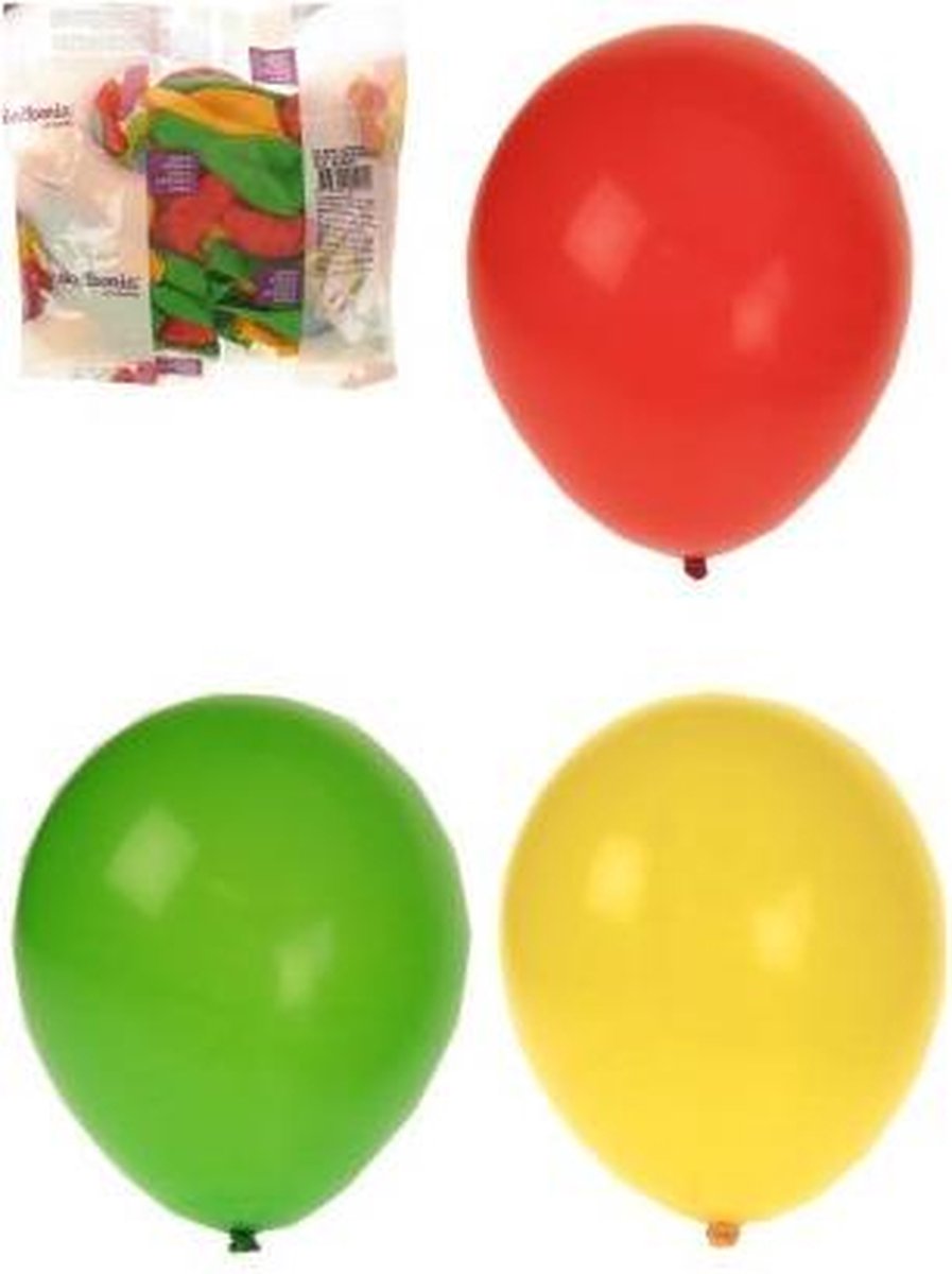 Rood Geel en Groene ballonnen voor Carnaval Limburg 100 stuks