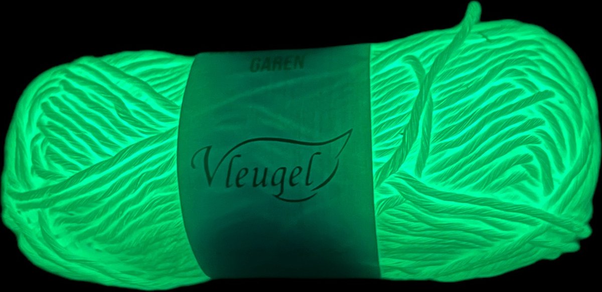 Glow in the dark - Wol - Garen - 53 meter lang - Blauw