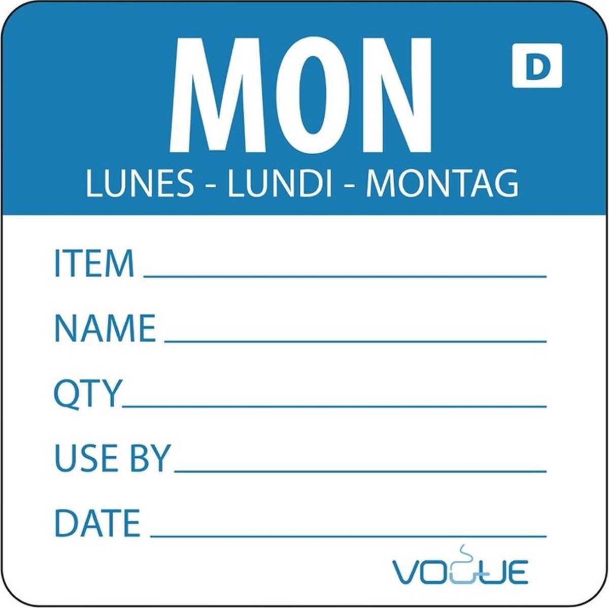 Vogue oplosbare kleurcode voedseletiketten maandag