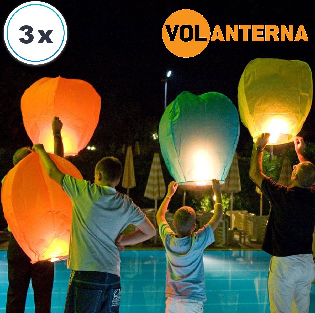 3 x Gekleurde Wensballonnen vliegende papieren lantaarns ufo ballon  wens ballon wensballon: VOLANTERNA®