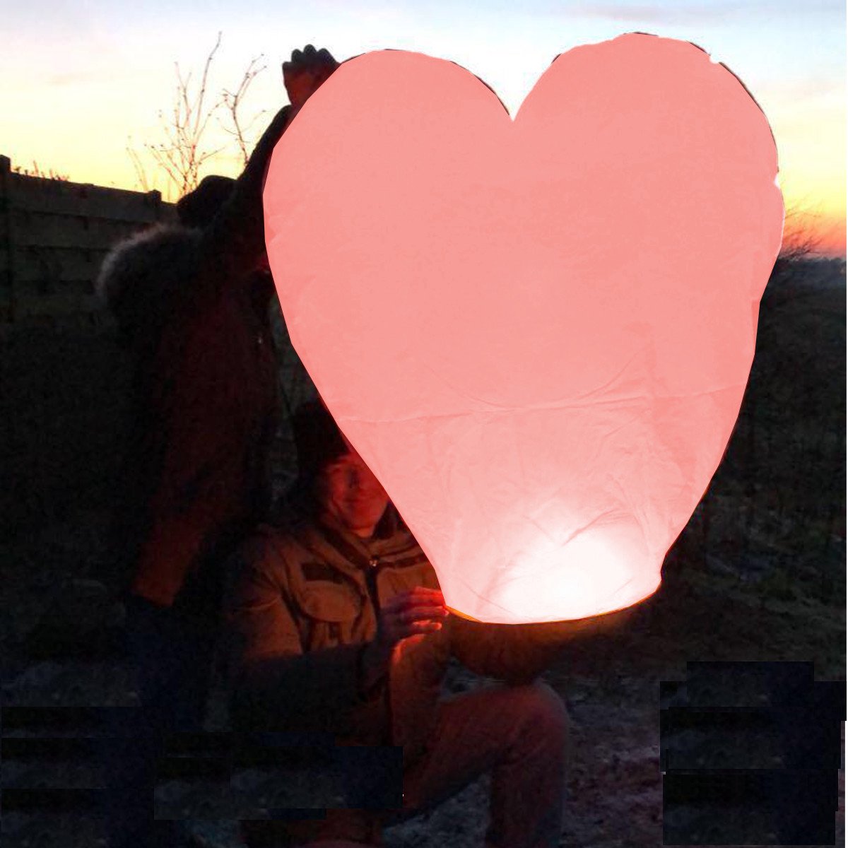 Volanterna® – 1 Luxe Roze Hartvormige Wensballon – Vliegende Papieren Lantaarn – UFO Ballon – Zweeflantaarn – Wens Ballon – Oudste Geregistreerde Nederlandse Merk – Conform Nederlandse Strikte Regelgeving