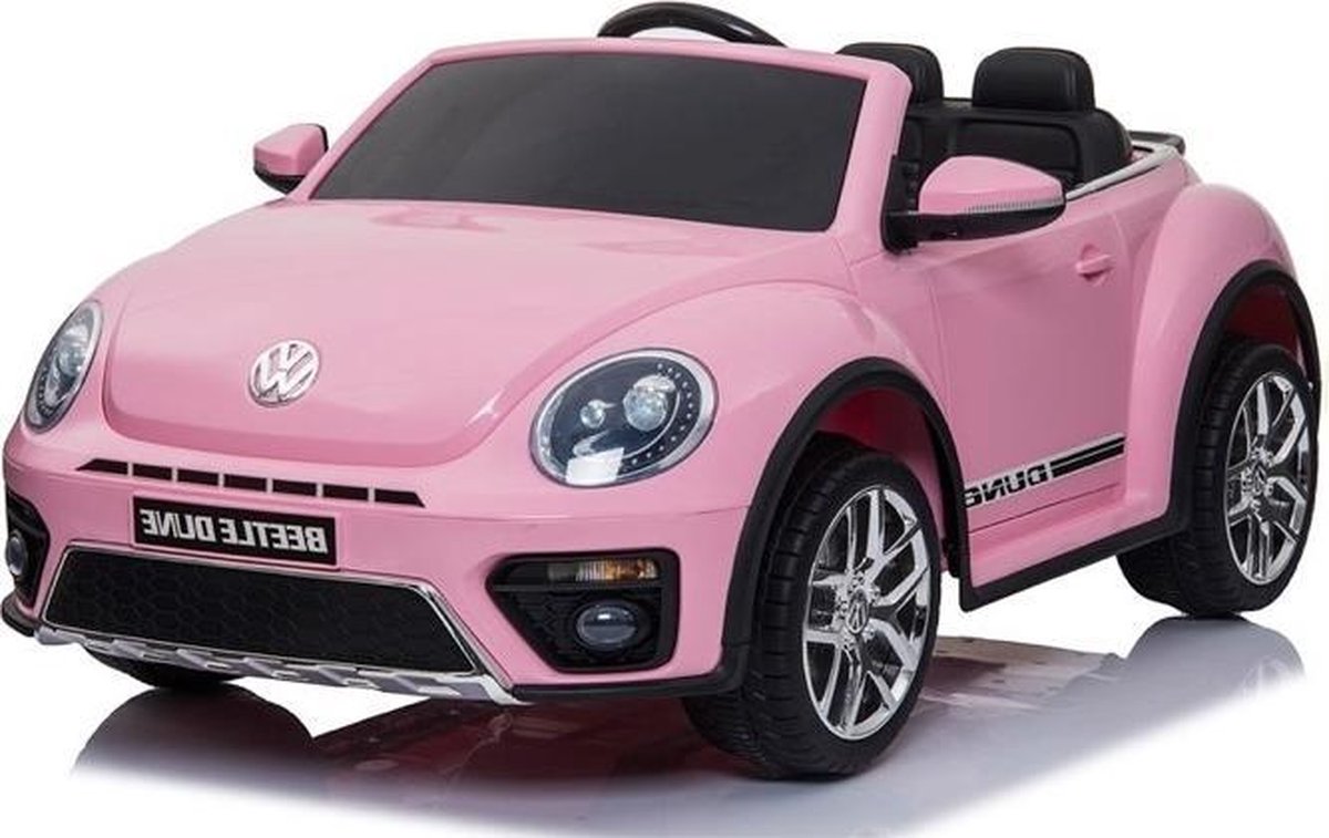Volkswagen Beetle Elektrische Kinderauto 12v - Roze - Afstand Bestuurbaar - Muziek Module - 12v - Kunst Lederen Stoelen - Rubberen banden