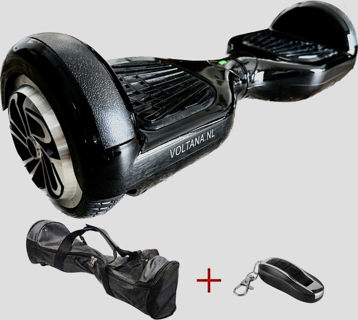 VOLTANA Hoverboard ZWART, BLUETOOTH, TAOTAO, SAMSUNG accu, 700Watt, DRAAGTAS Led verlichting, Afstandsbediening, Aluminium Design velgen, Rubberen bumpers