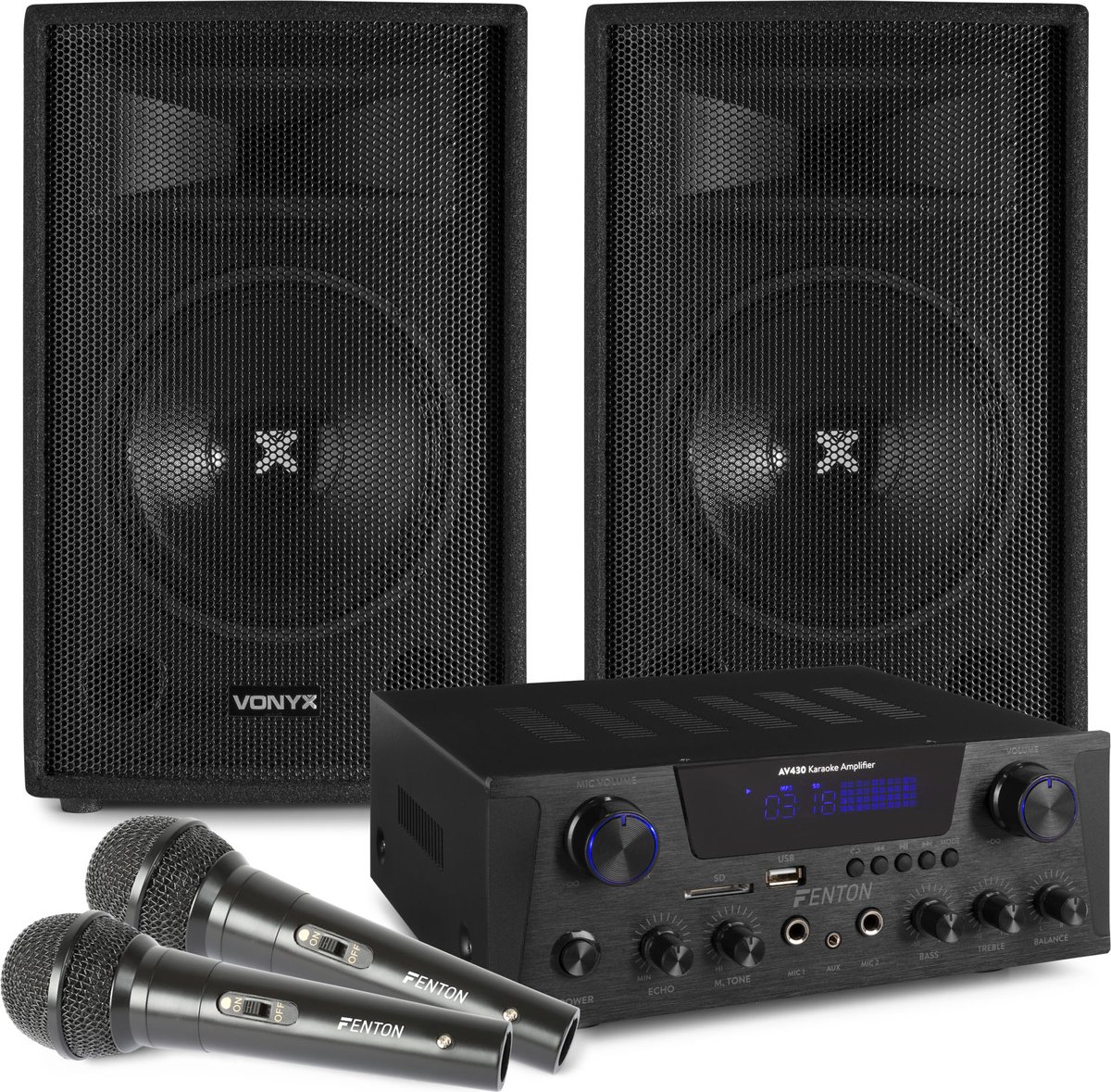 Just Sing karaoke set voor volwassenen met Bluetooth en 2 microfoons - 500W