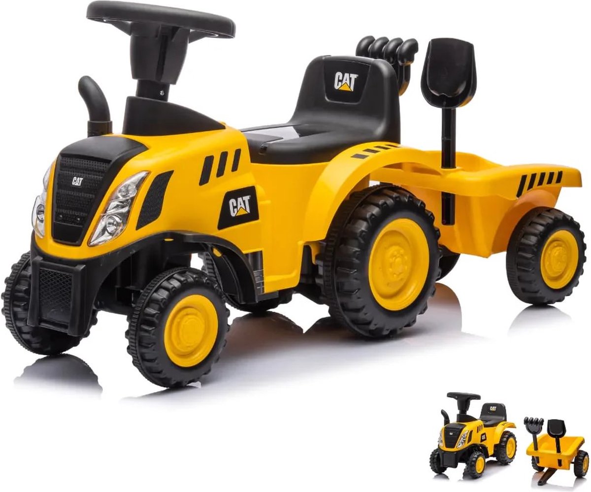 CAT Tractor   - met Aanhanger - 1 tot 3 jaar - Incl. Hark & Schup - Geel