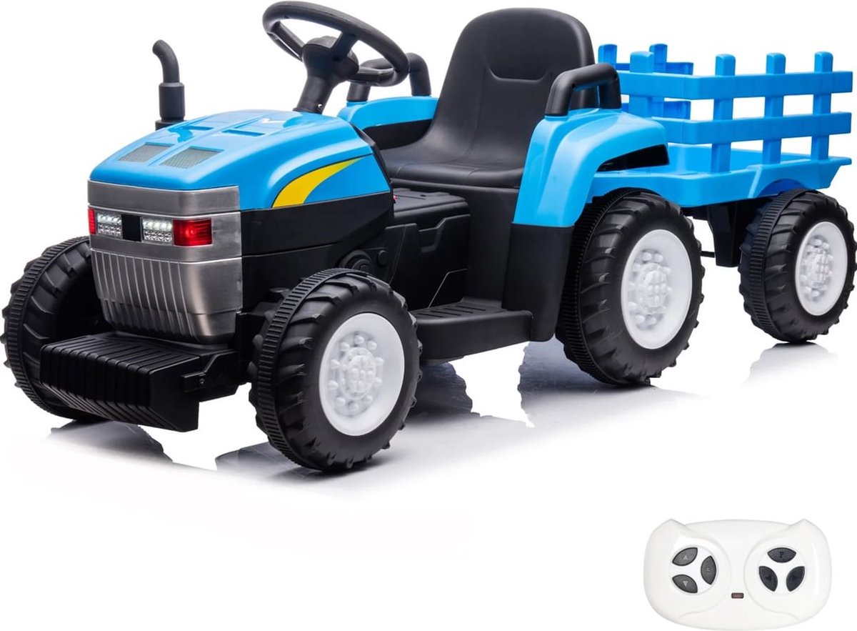 T7 Elektrische Tractor - met Aanhanger - 12V accu - 2 tot 5 jaar - Blauw