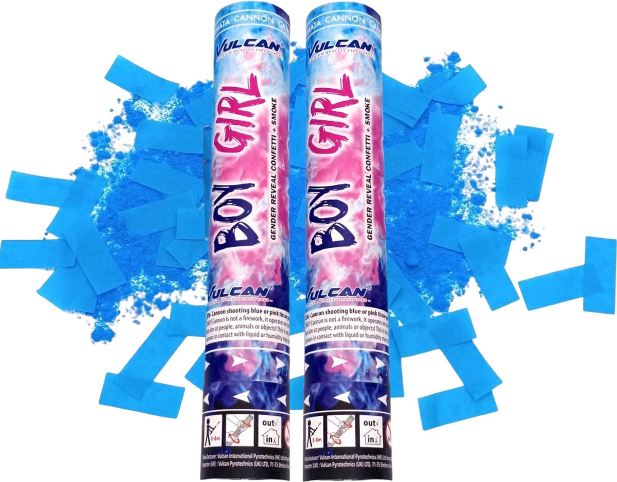 2 Stuks - Gender Reveal Rookkanon Blauw Jongen -   Kanon blauw -   Shooter -   & Rook - Gender Reveal Party
