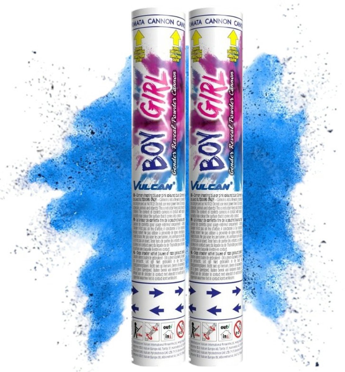 Set van 2 - Baby Gender Reveal Powder Kanon - Poeder Kanon - Blauw - Jongen