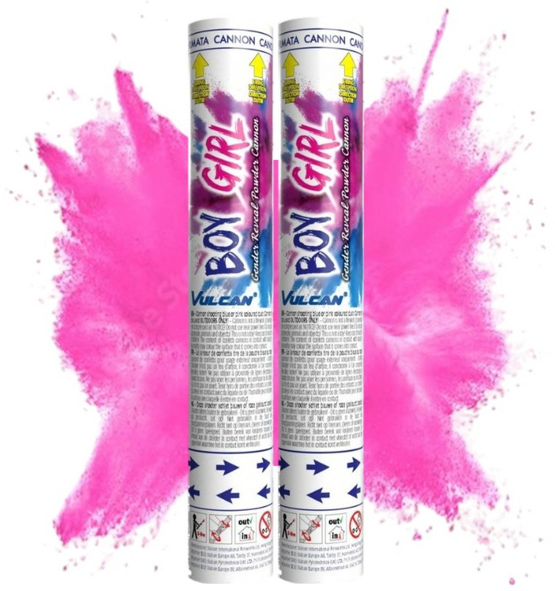 Set van 2 - Baby Gender Reveal Powder Kanon - Poeder Kanon - Roze - Meisje