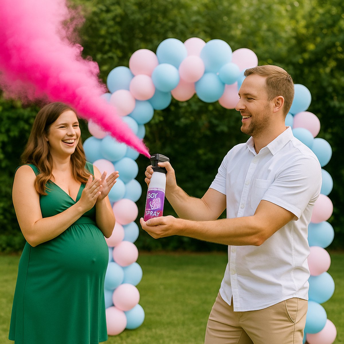   - Gender reveal Brandblusser - Rookkanon - Roze - Gender reveal - Gender reveal versiering - Babyshower -Poederspray