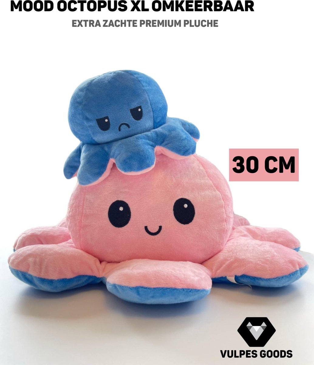 Mood octopus - Vulpes Goods® XL mood octopus - 30 cm - XL - Octopus knuffel  - Knuffel - Mood knuffel - TIKTOK - Tiktok knuffel - NEW MODEL - LIMITED EDITION - Pluche knuffel - Knuffeldier - Octopus Omkeerbaar - Mood Octopus XL - Trend 2021