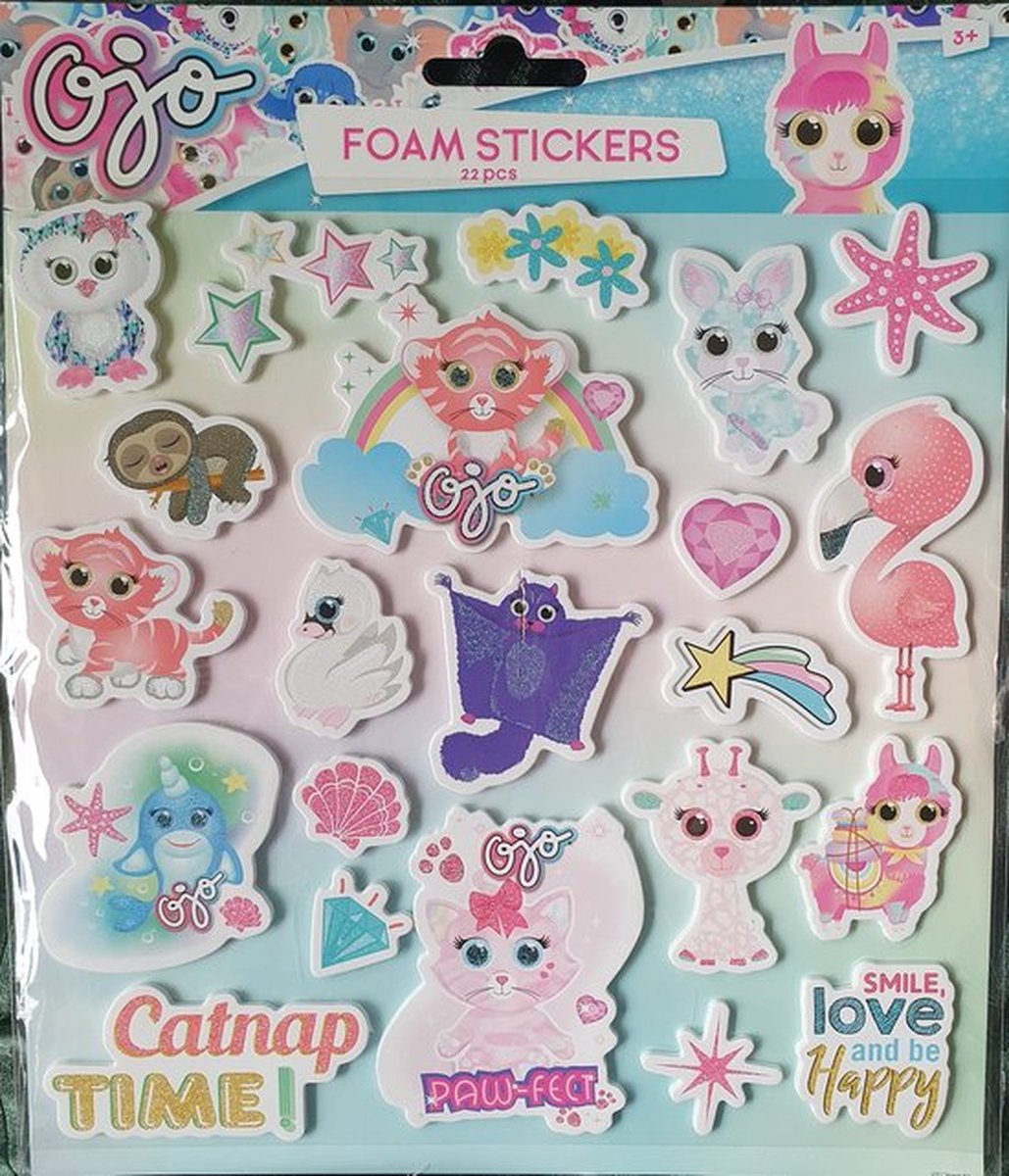 Foamstickers Ojo 22-delig roze