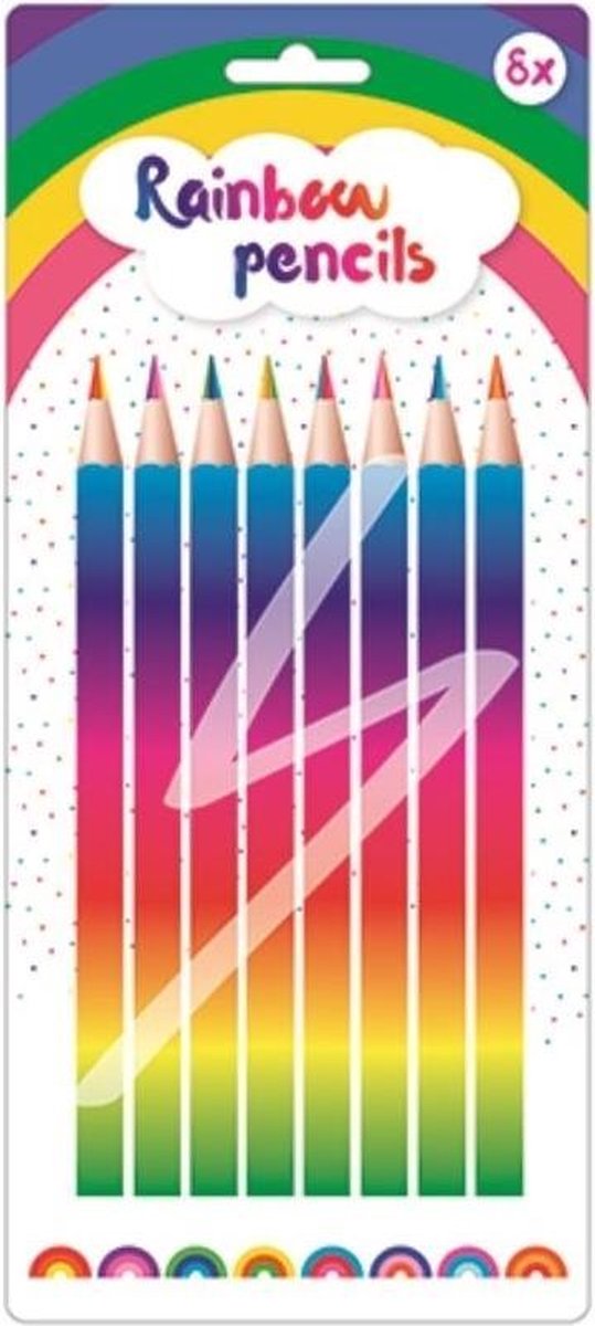 W&o Kleurpotloden Regenboog 15 Cm Hout Paars 8 Stuks