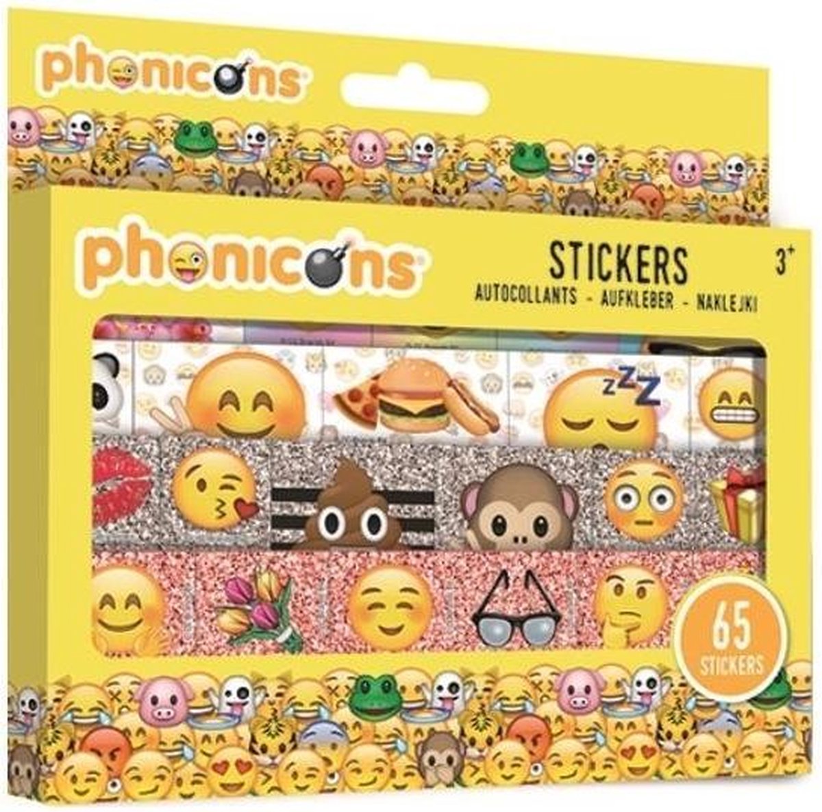 W&o Stickerset Emoticon 15 X 11 Cm Papier Geel 4-delig