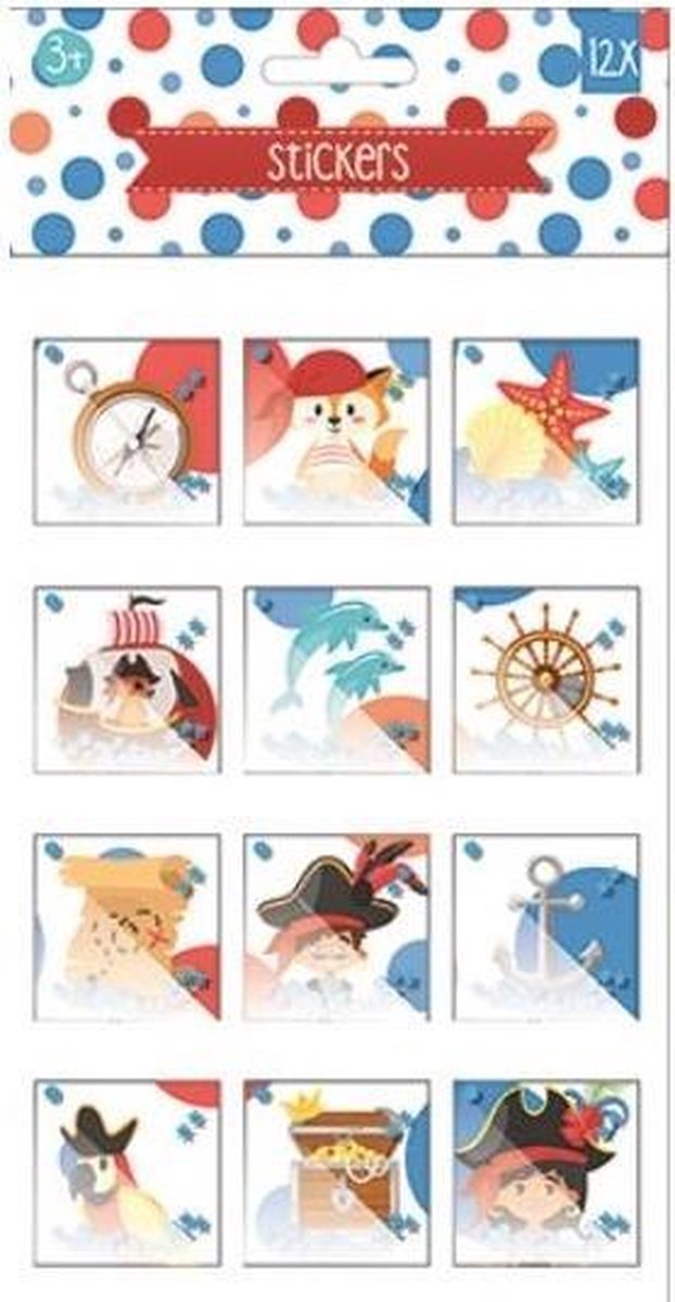W&o Stickervel 3d Piraat Junior 27,5 Cm Papier 12-delig
