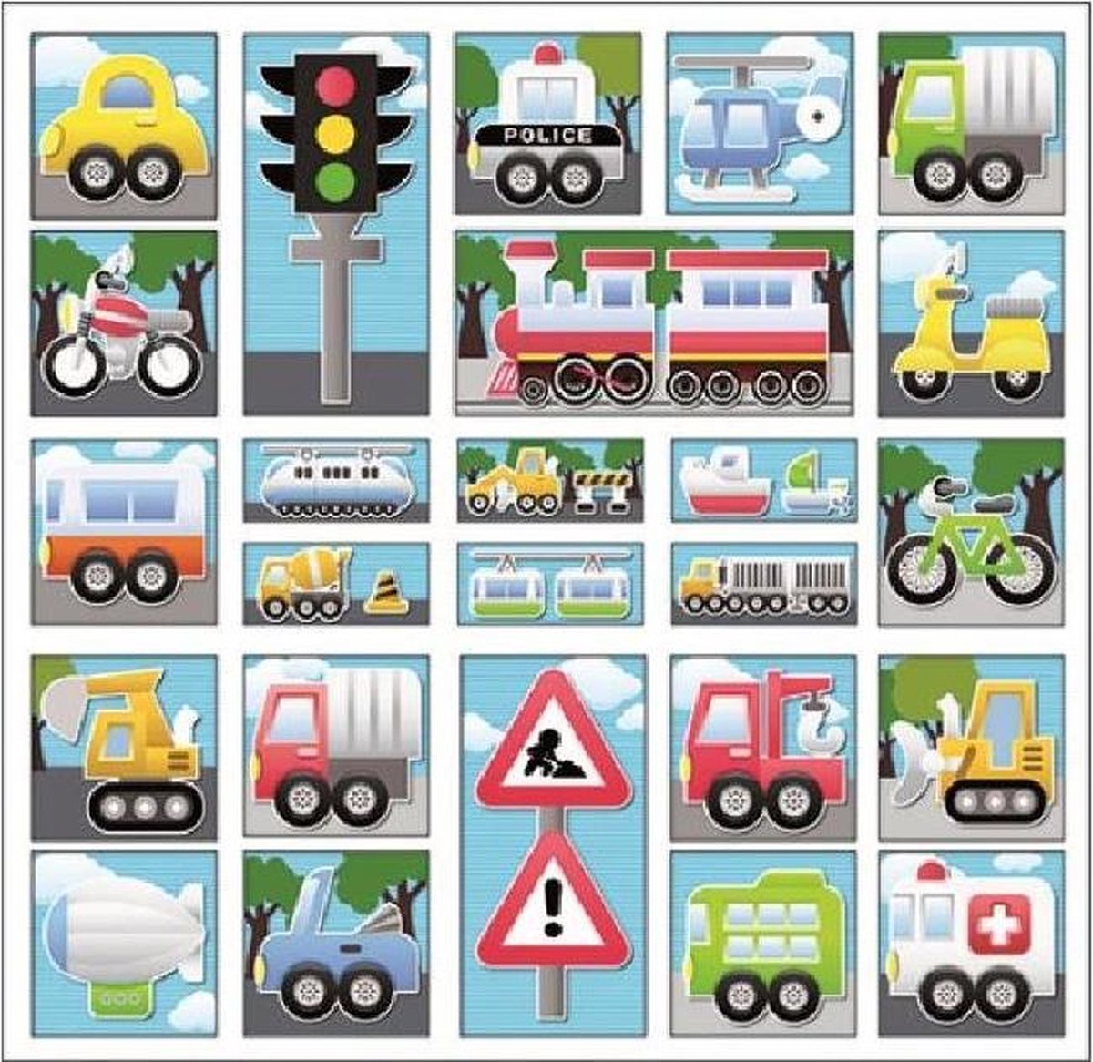 W&o Stickervel 3d Pop Up Voertuigen 20 X 19,5 Cm Papier 25 Stuks