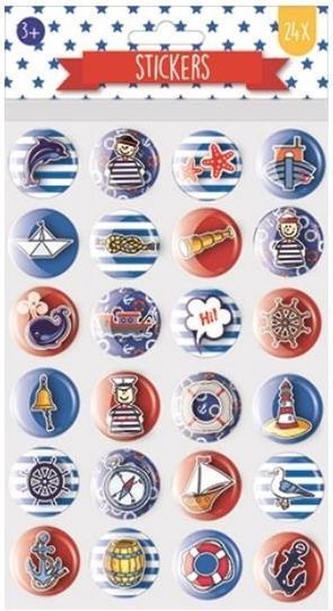 W&o Stickervel Bubble Maritiem 26 X 14,5 Cm Papier 24 Stuks
