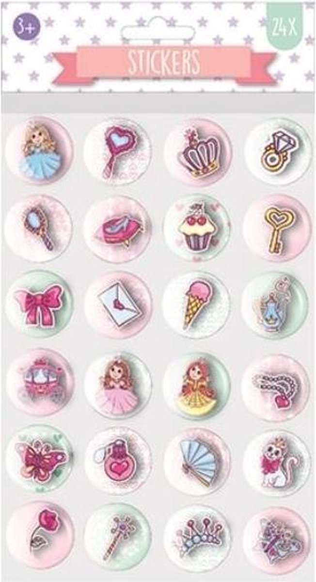 W&o Stickervel Bubble Prinses 26 X 14,5 Cm Papier 24 Stuks