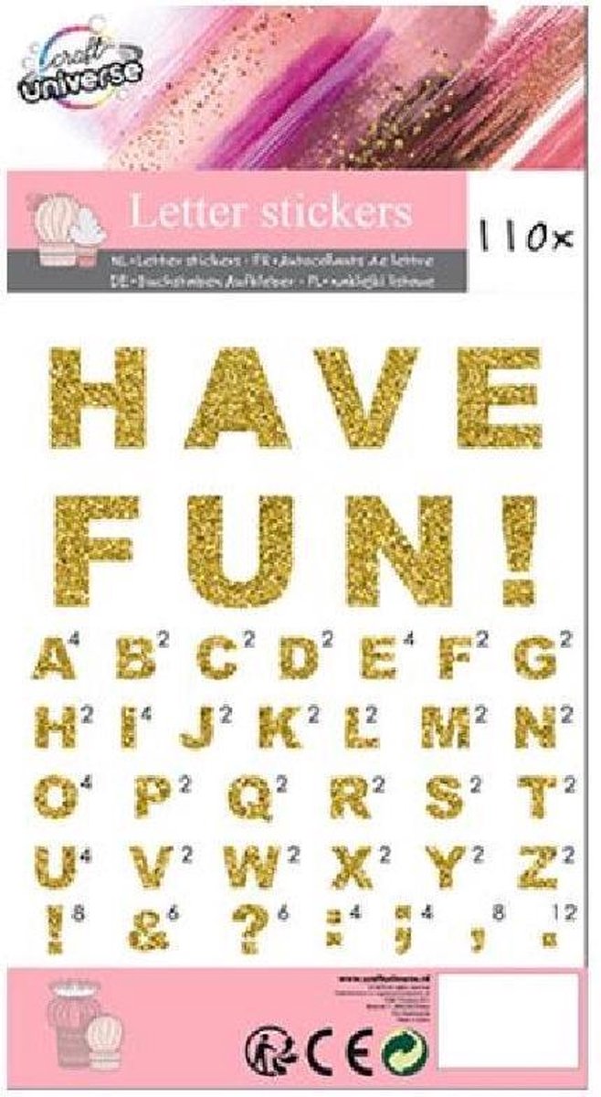 W&o Stickervel Glitterletters 12 X 22 Cm Papier Goud