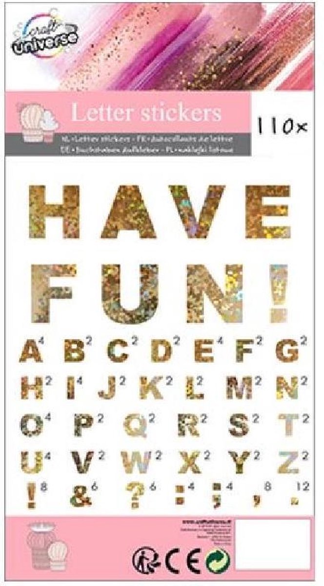 W&o Stickervel Letters 12 X 22 Cm Papier Goud