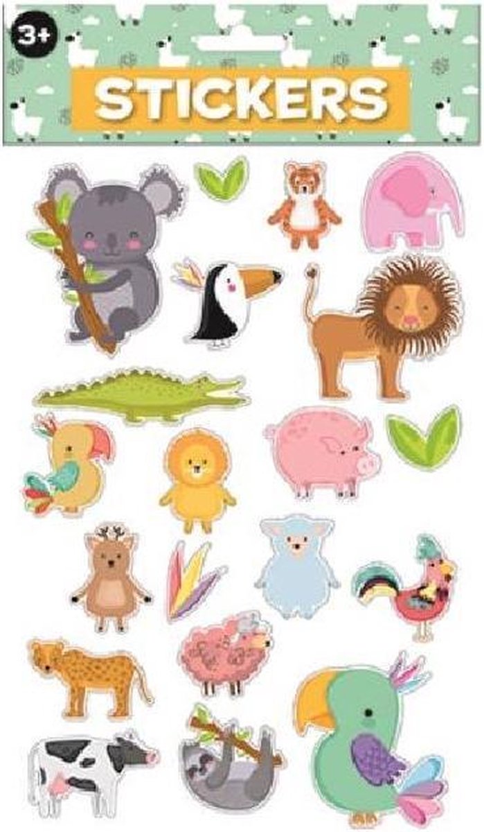 W&o Stickervel Puffy Dieren 30,5 X 17 Cm